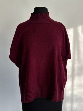 Burgundy Max Studios London Short Sleeve Loose Turtleneck